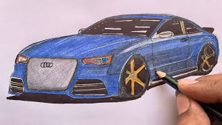 How To Draw AUDI RS5 || Car Drawing #audi#art #drawing