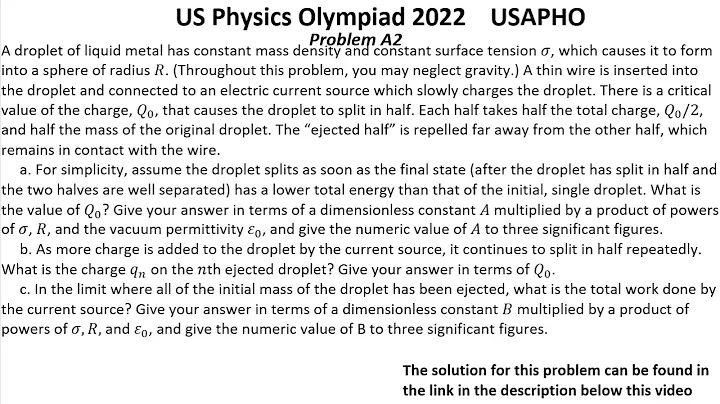 US  Physics Olympiad 2022 USAPHO Problem. A2 Electrostatic Potential. Surface Tention