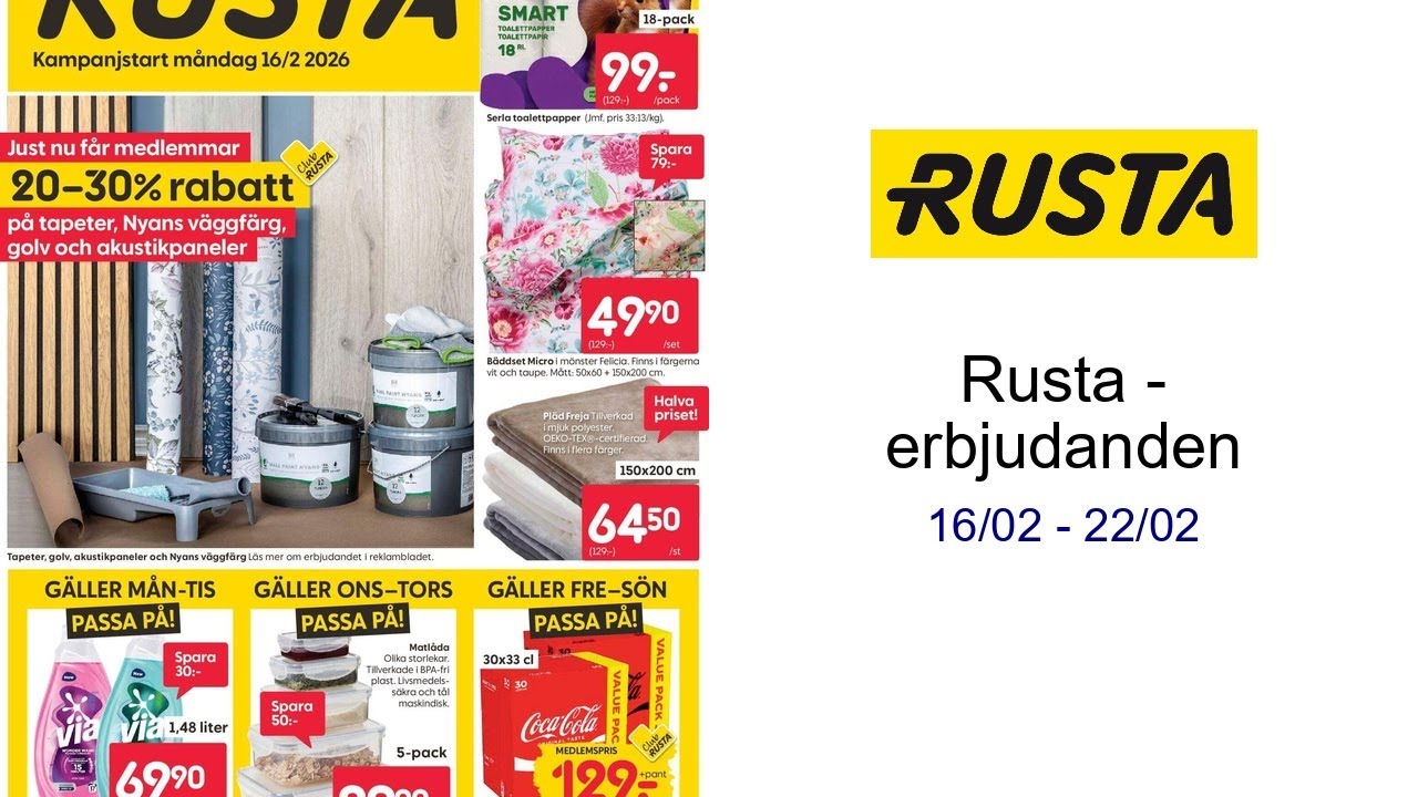 Rusta - erbjudanden 16/02 - 22/02