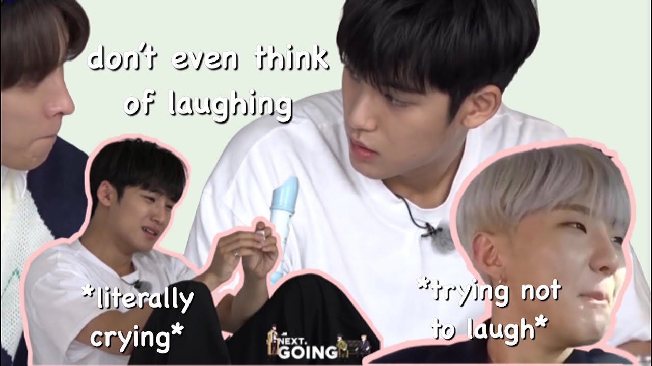Seventeen trying not to laugh but failing