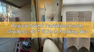 Review Svimi Partition Room Dividers, 67 * 51inch Folding Wood Privacy Screen with Three Display She