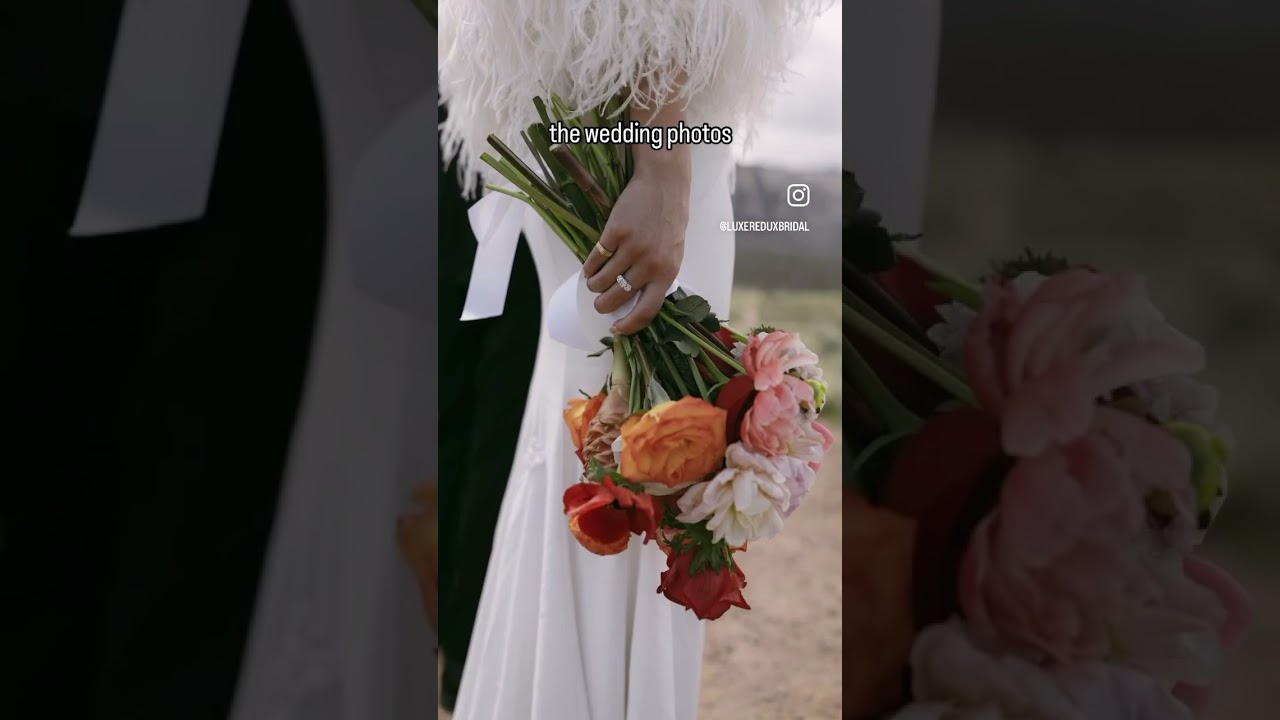 The dress vs. the wedding photos 💜 