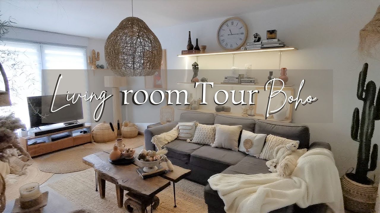 LIVING ROOM TOUR BOHO 2022 AVEC TOUS MES DIY