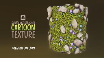 Fantasy PBR Stylised Grass, rocks & flowers (Substance Designer) Game-ready textures