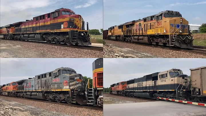 Trains around Decatur, TX - Ft. BNSF H1, KCSM Leader & Grey Ghost, Herzog & More! (May 27, 2023)