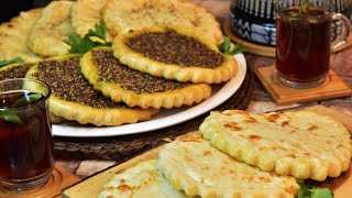 مناقيش زعتر وجبنه بعجينه خاصه للمناقيش تابعوها من الوصفات المميزه   Manakish Thyme and Cheese