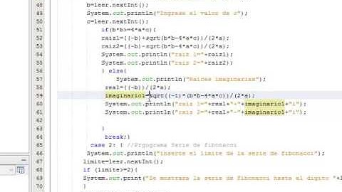 Programación -java. (Resolvente y serie de Fibonacci )