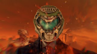 American Psycho walking through Hell [DOOM Eternal]