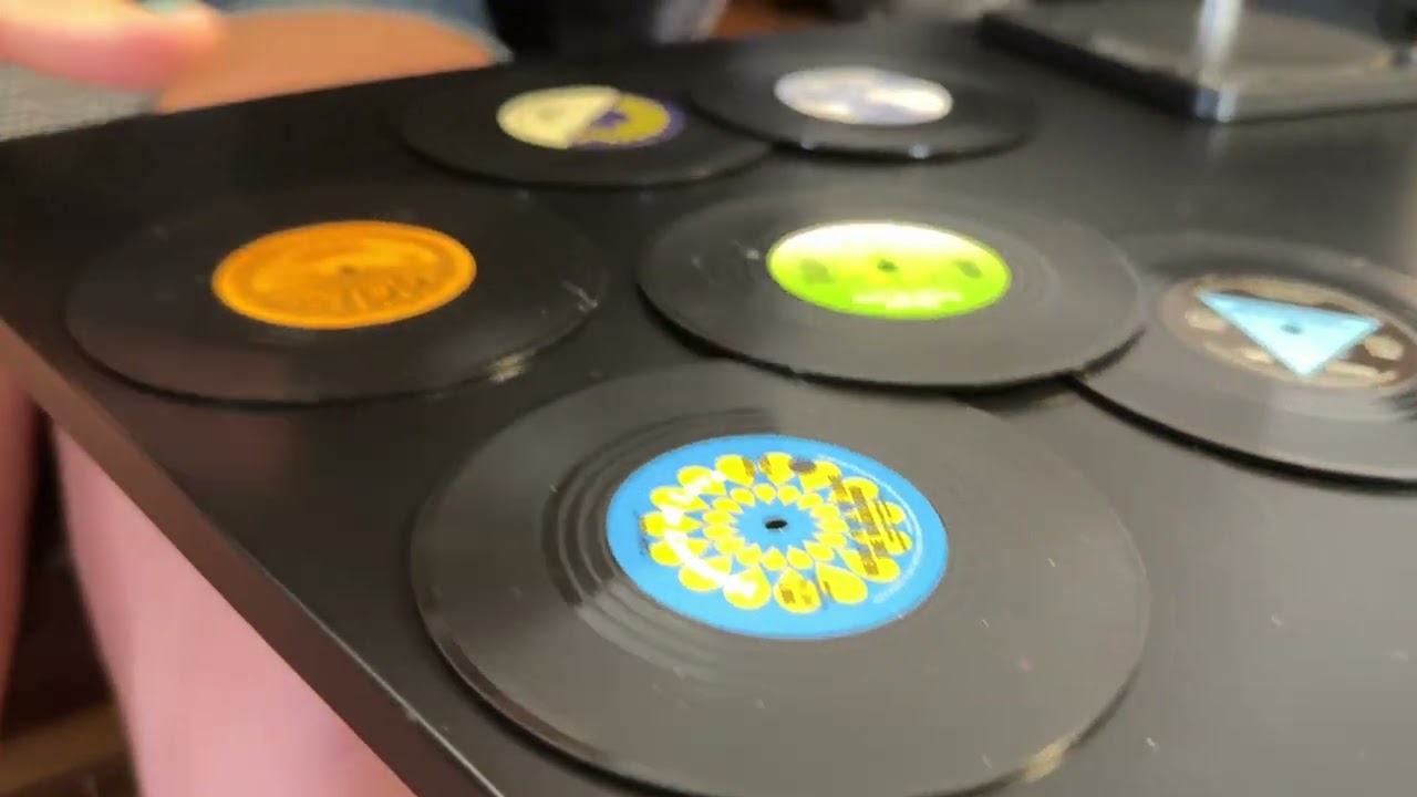 Funny Retro Record Coasters with Vinyl Player