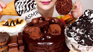 ASMR CHOCOLATE CAKE ICE CREAM S'MORES DIP COOKIE KAGI MACARON OREO CREAM CHEESE MUKBANG EATING SHOW