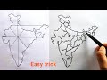 India map with state  india state map easy trick  how to draw india map with state easily