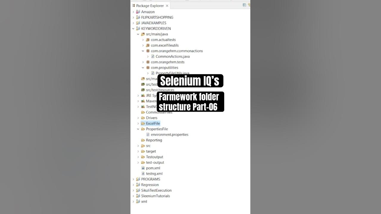 Excel folder - Framework folder structure part - 06 #selenium #shorts # ...
