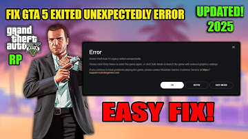 How To Fix GTA 5 Exited Unexpectedly Error | Fix GTA 5 Exited Unexpectedly Error In 2025