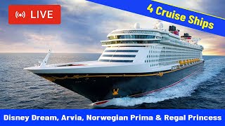 SHIPS TV - Disney Dream (Last Depature in 2023), Arvia, Norwegian Prima &amp; Regal Princess Departing