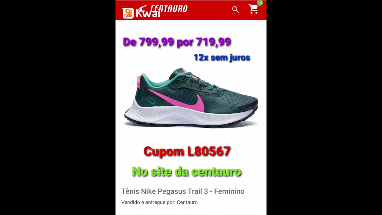 Tênis de Trilha Nike Pegasus Trail 3 - Cupom da Centauro L80567 -  #nikepegasus - YouTube