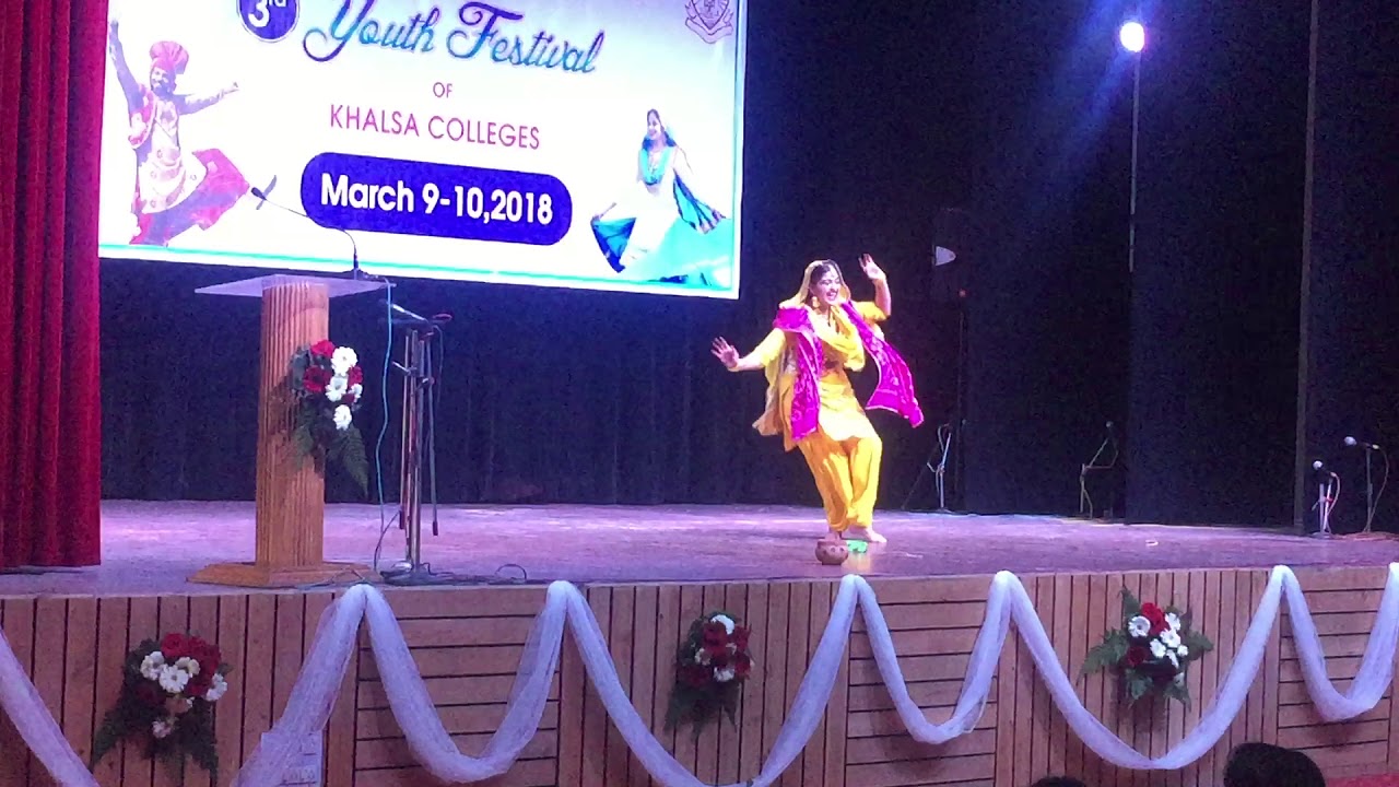 Punjabi Folk Squad  Parminder Kaur  Khalsa College   First Prize  Solo Folk Dance