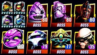 ALL PLATINUM MAX LEVEL 100 SPACE TURTLES vs ALL BOSSES (TMNT LEGENDS)