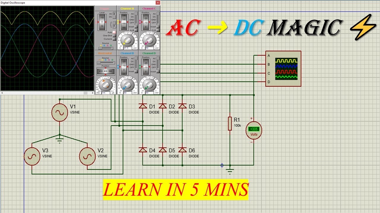 3 Phase Rectifier Explained | From AC to DC (Proteus Simulation ...