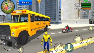 Spider Rope Hero Gangster Crime - Motorbike and School Bus at Vegas City - Android Gameplay screenshot 3
