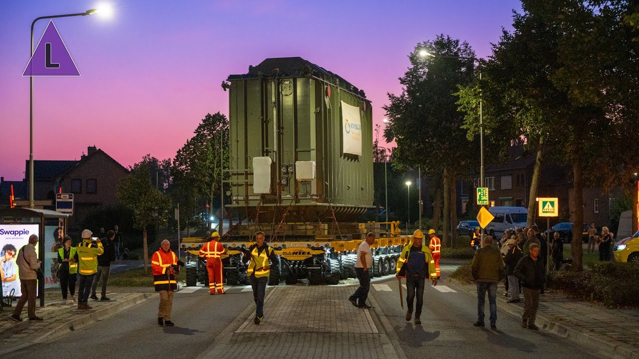 Videoreportage bijzonder transport van 343 ton zware transformator in Maasbracht