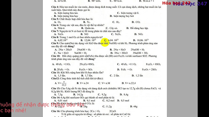 Đề thi hóa 8 hk1 có đáp án năm 2024