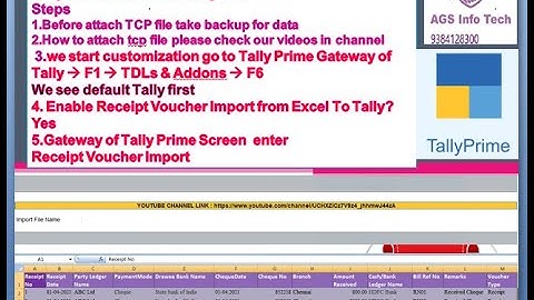 Excel To Tally Import Tool Receipt Voucher Import To Tally Prime AGS TECH Tally TDL | Utility Excel