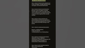 Classification of Residual Solvent as per ICH guidelines