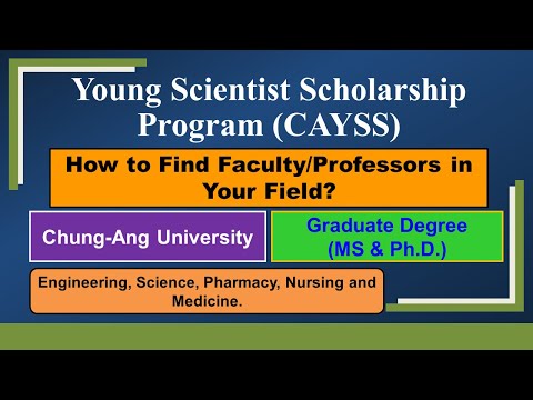 How to Find Faculty/Professors For Chung-Ang University Young Scientist Scholarship (CAYSS) Program