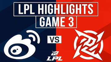 WGB vs NIP Highlights Game 3 | LPL 2025 Split 2 | Weibo Gaming vs Ninjas in Pyjamas