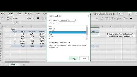 MIN and MAX functions - Excel Spreadsheet