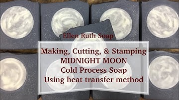 Making Cutting & Stamping MIDNIGHT MOON Cold Process Soap using the Heat Transfer method