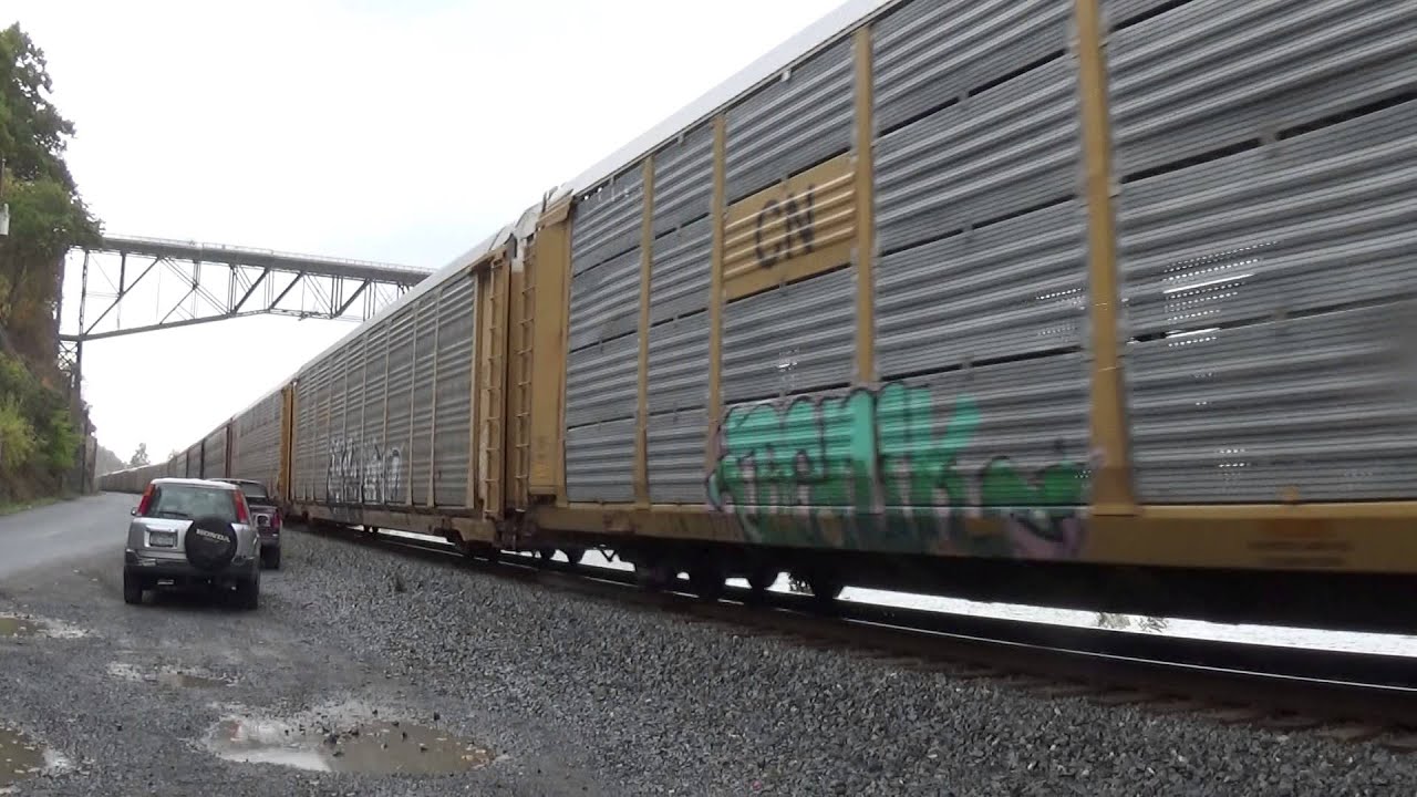 CSX Autorack Train At Highland NY - YouTube