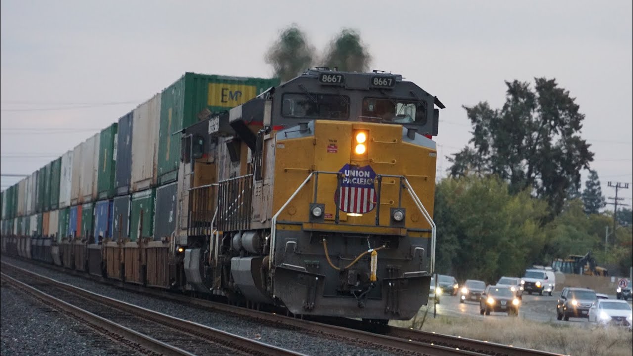 AMTK 529 and UP ZLTG2 at McClellan Park with defect detector at the end