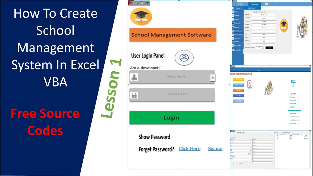 how-to-create-school-management-software-system-in-vba-part1-youtube