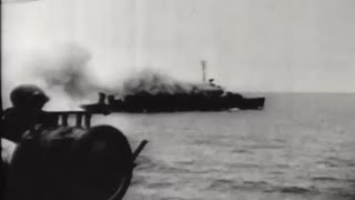 Japanese Kamikaze Suicide Bomber Attacks US Navy Destroyer WW2 Naval Combat Footage