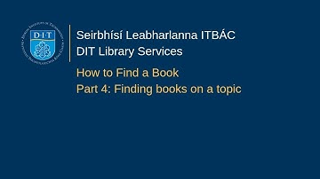 How to find a book using the Library Catalogue / Part 4: Finding books on a topic