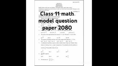 Class 11 Mathematics question paper 2080 exam  || class 11 math question paper 2080||
