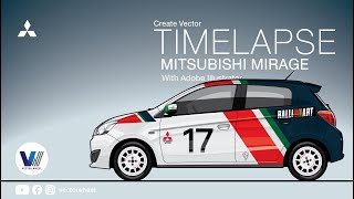 MITSUBISHI MIRAGE RALLIART/TIMELAPSE Create Vector with Adobe Illustrator