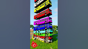 Mixed Color Buses Tower Fall Explode & Crash - BeamNG Drive #Youtubeshorts