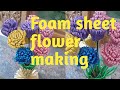 Glitter foam sheet flower making/Easy flower making tutorial/ DIYflower making ideas