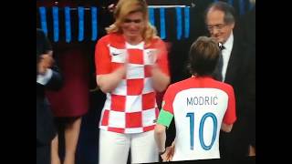 Luka Modric at FIFA World Cup Final Hugging Croatian President
