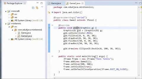 Our first graphic: JFrame, JPanel, paint method. Game Programming for beginners 1
