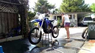 My girl washing my bike