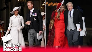 Loud cheers for Harry and Meghan drown out Boris Johnson boos as couple arrive at Jubilee service