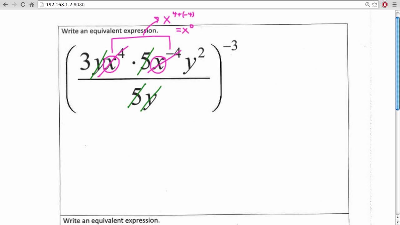 simplifying expressions using properties of exponents simplify exponents