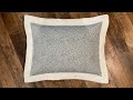 Pillow or sham with contrast mitered flange border