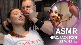 ASMR | HILARIOUS BARBER MASSAGE - Head, Back, Foot