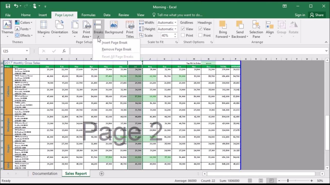 how to insert page breaks on google sheets