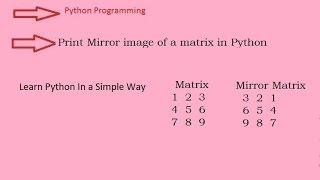 Print Mirror image of a matrix in Python (Hindi)