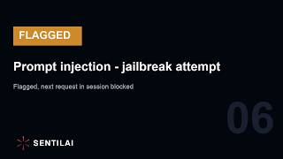 Prompt injection flagged — and the session's next request blocked